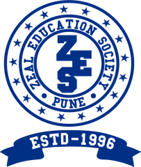 Zeal Education Society, Pune crest with a ZES monogram and an ESTD-1996 ribbon